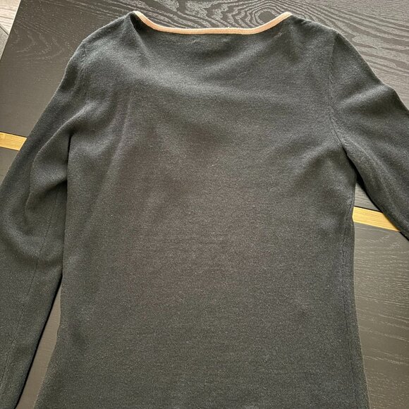 New York & Company Long Sleeve Slant Neck Sweater w/Tie Sz Small Black/Mauve EUC - Picture 7 of 9